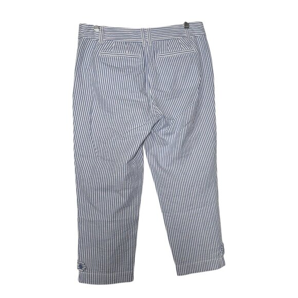 Talbots Seersucker The Perfect Crop Pant Cropped Pants Blue White Stripe Size 8P - Picture 3 of 12